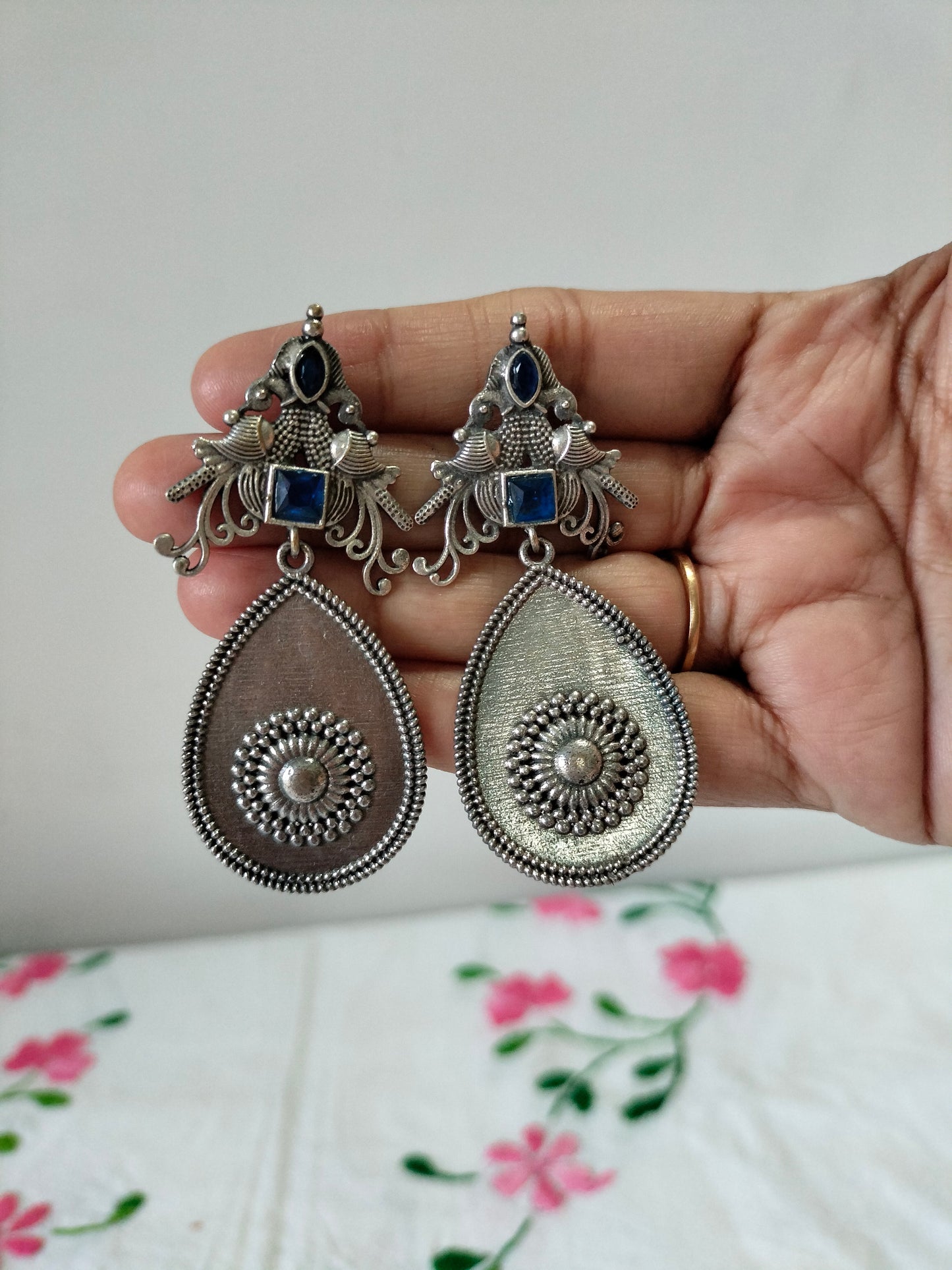 Blue Silver Replica Earring