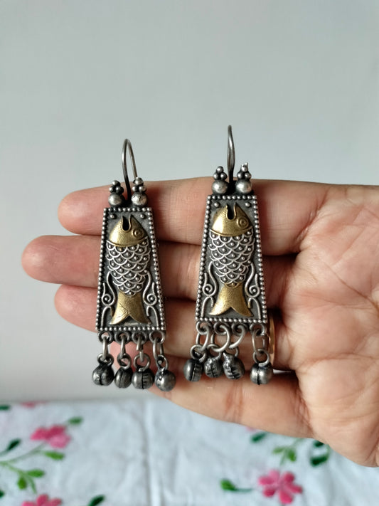 Fish Dual Tone Earrings