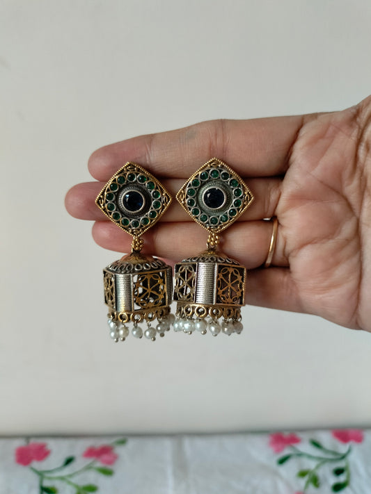 Green Golden Jhumka