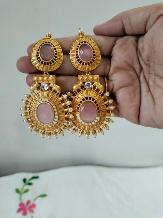 Golden Pink Earrings