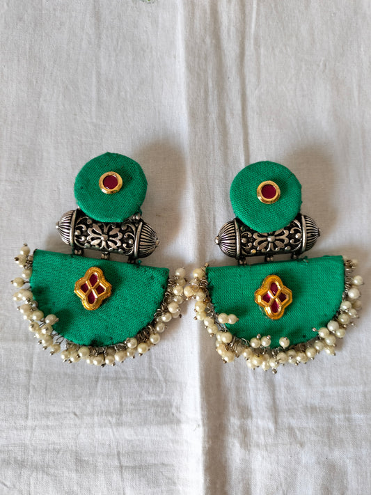 Green Fabric Earrings