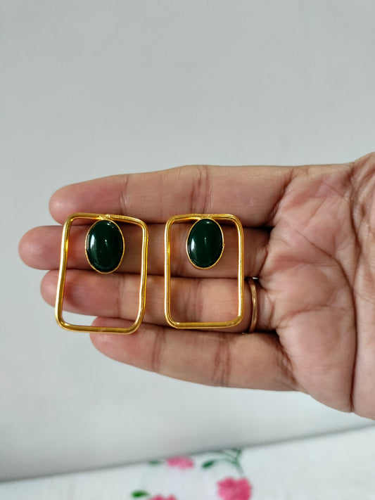 Green Golden Earrings