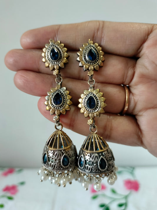 Blue Colour Hanging Jhumka