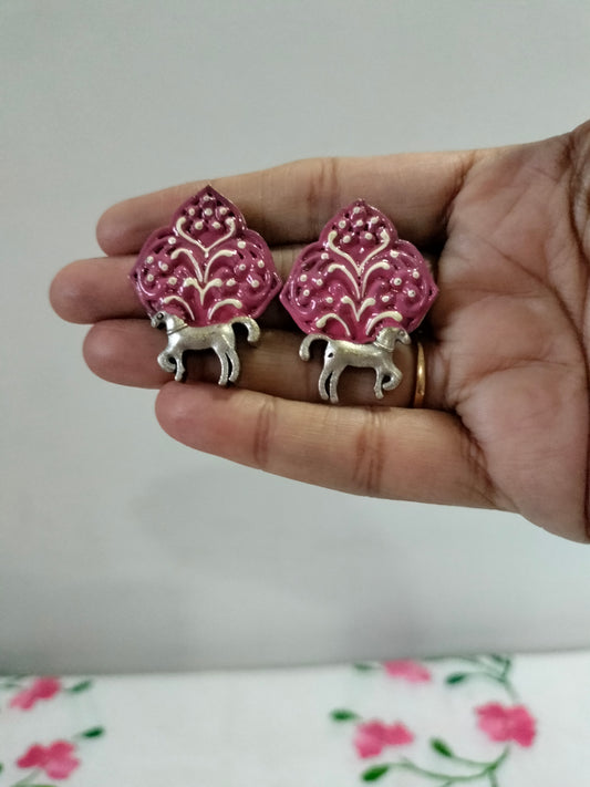 Pink Horse Earrings