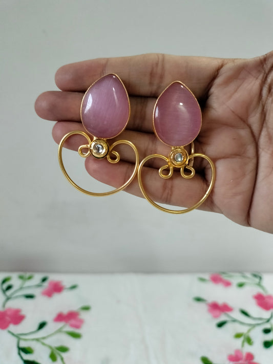 Pink Oval Earrings