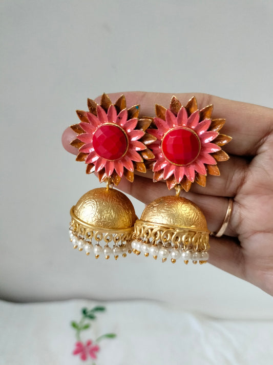 Red Sunflower Jhumka