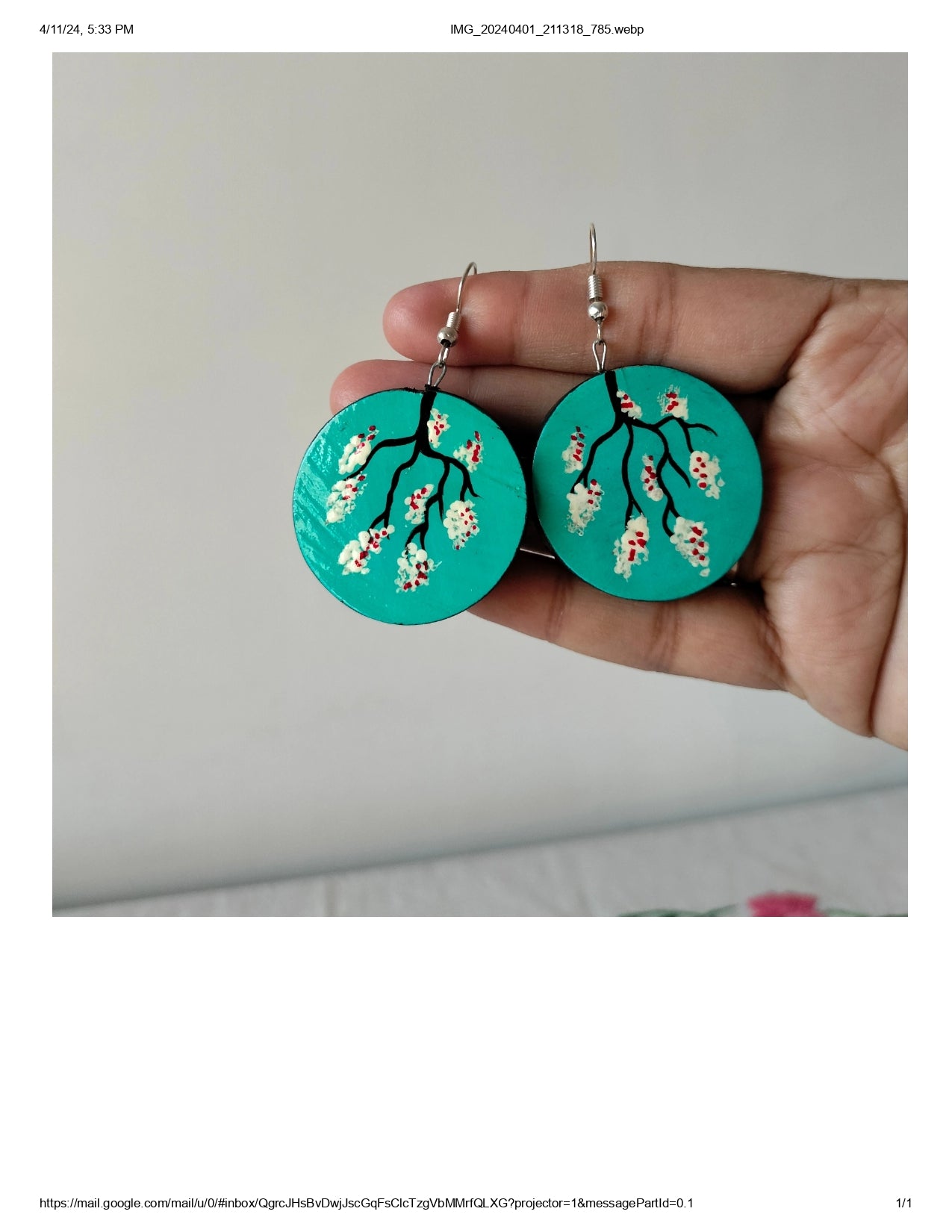 Neem Wood painted Handmade Earrings