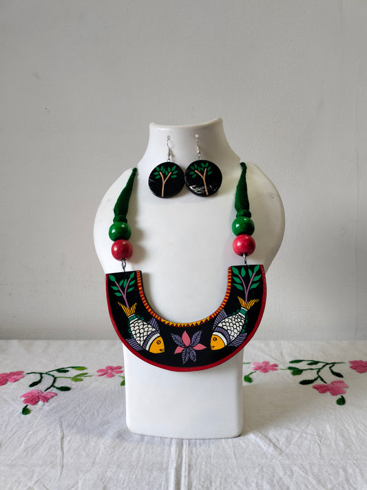 Wooden Painting Handmade Necklace