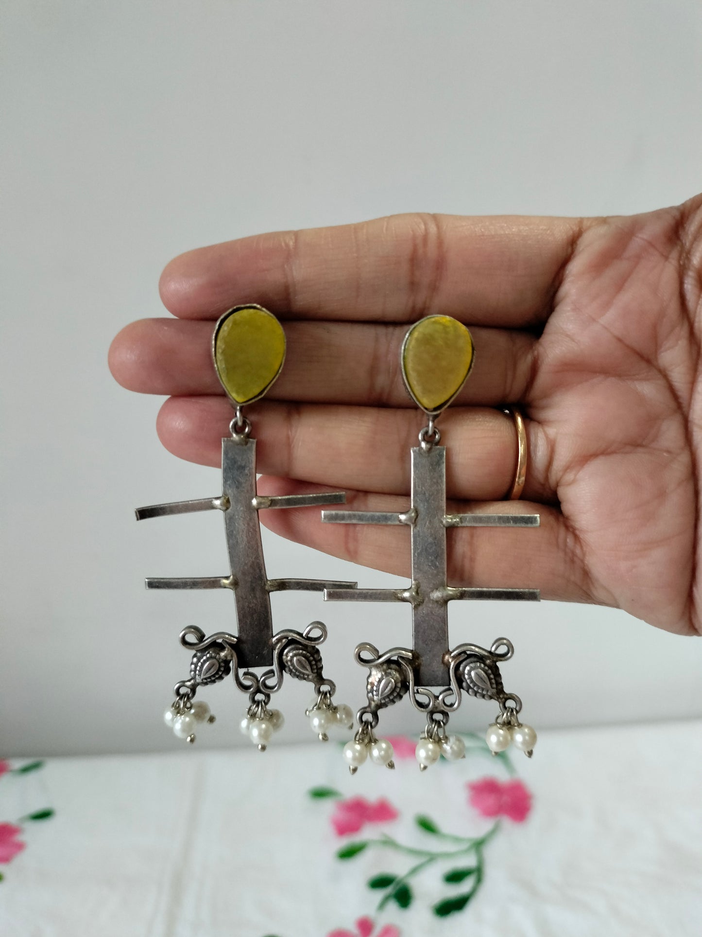 Yellow Oxidize Earrings